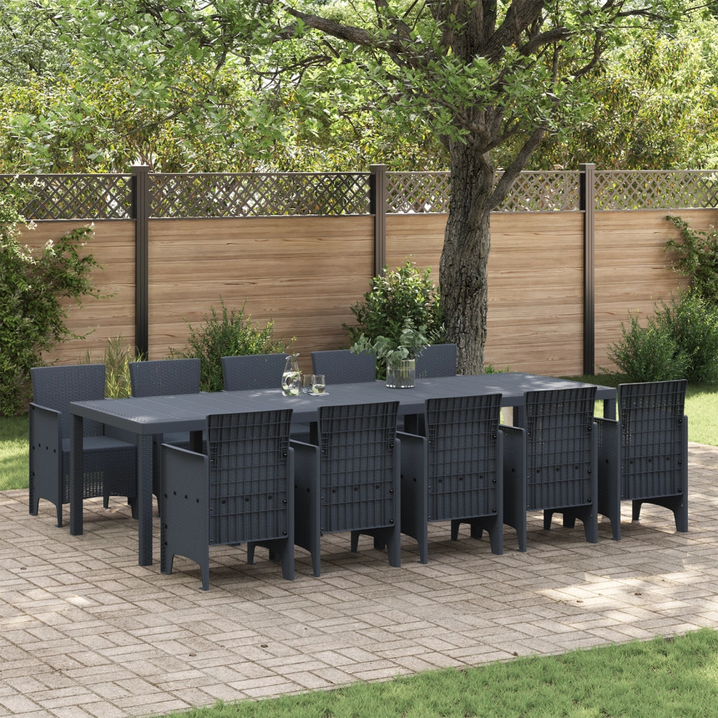 Set da Pranzo da Giardino 11 Pezzi Antracite Rattan Sintetico