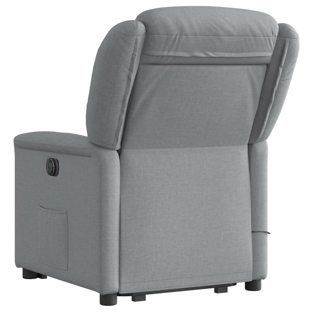 vidaXL Poltrona Alzapersona Massaggi Reclinabile Grigio Chiaro Tessuto