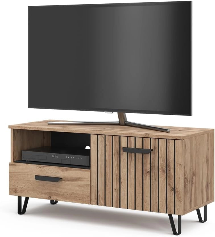 Mobile tv Amber, Marrone, 100.2 x 48.5 cm con cassetto e anta, con vano portaoggetti per spazio aggiuntivo