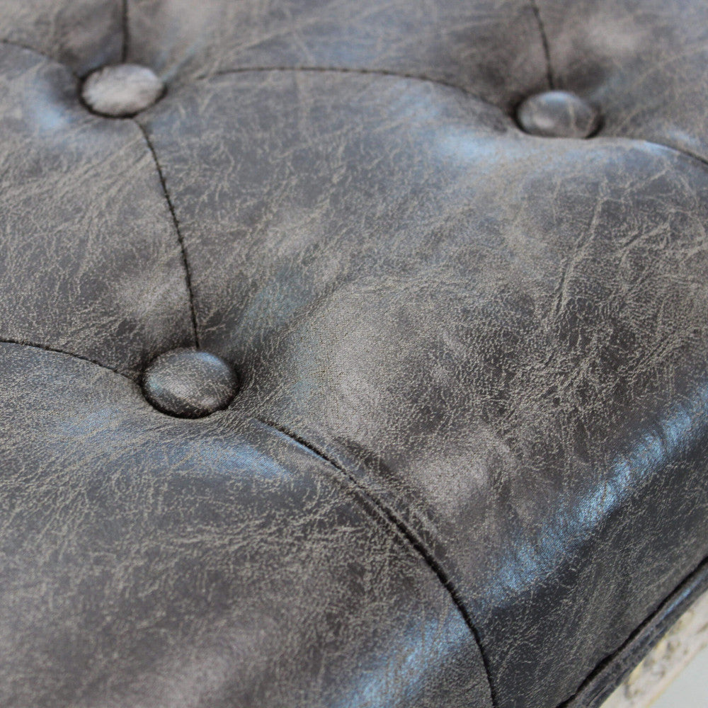 Panca Misty in Ecopelle Vintage Grigio 110x36x47 h cm in Legno Tortora