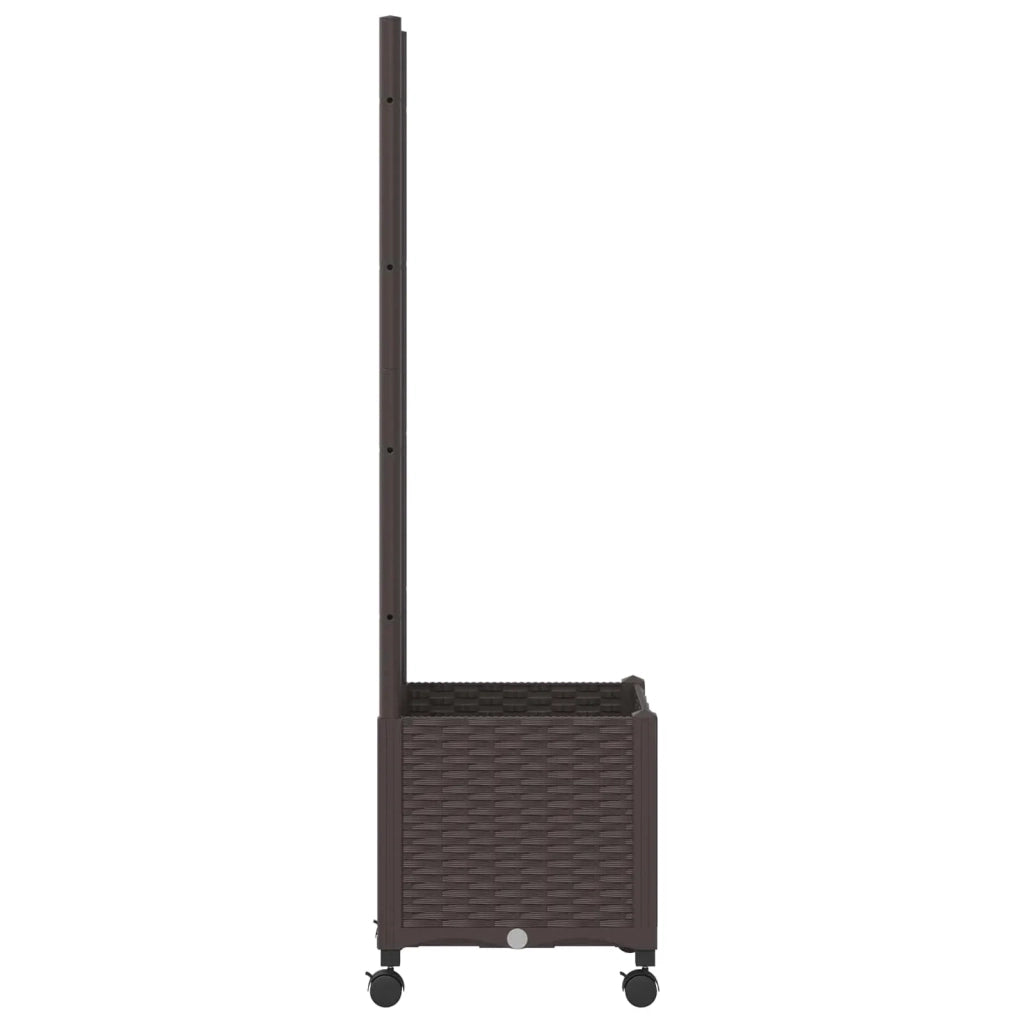 Vaso da giardino con grigliato e ruote Marrone 40 x 40 x 146 cm 3422919