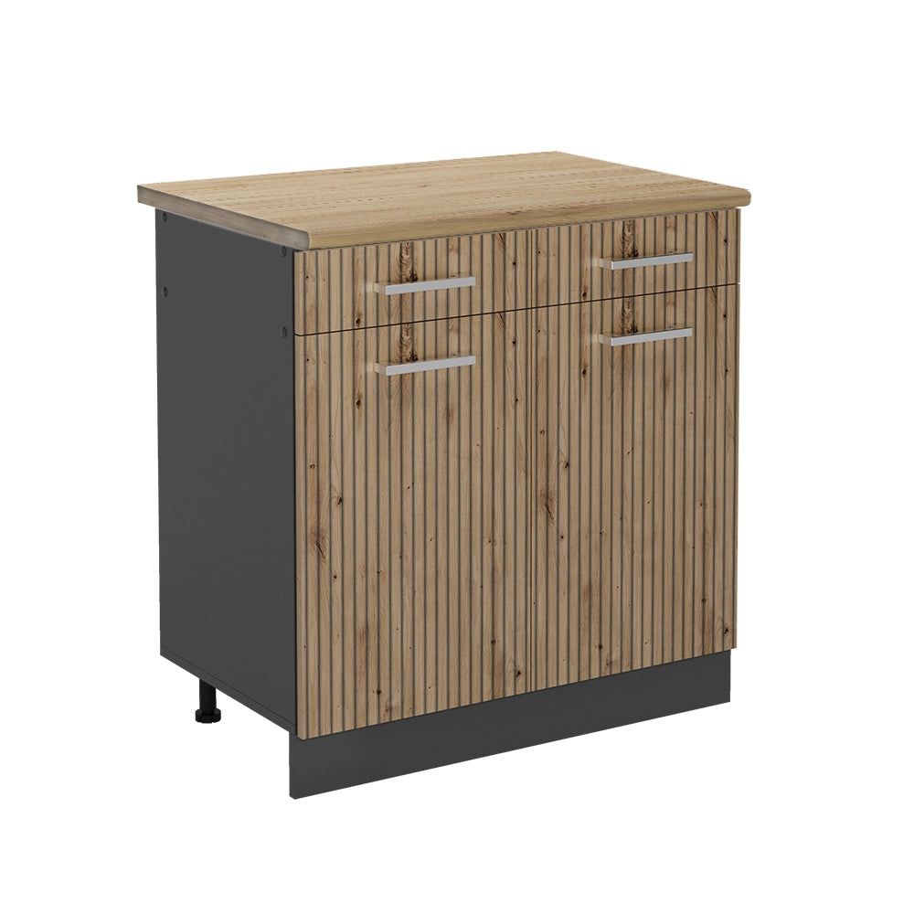 Vicco Mobiletto base per cucina Rovere artigianale 80 cm , PL Rovere