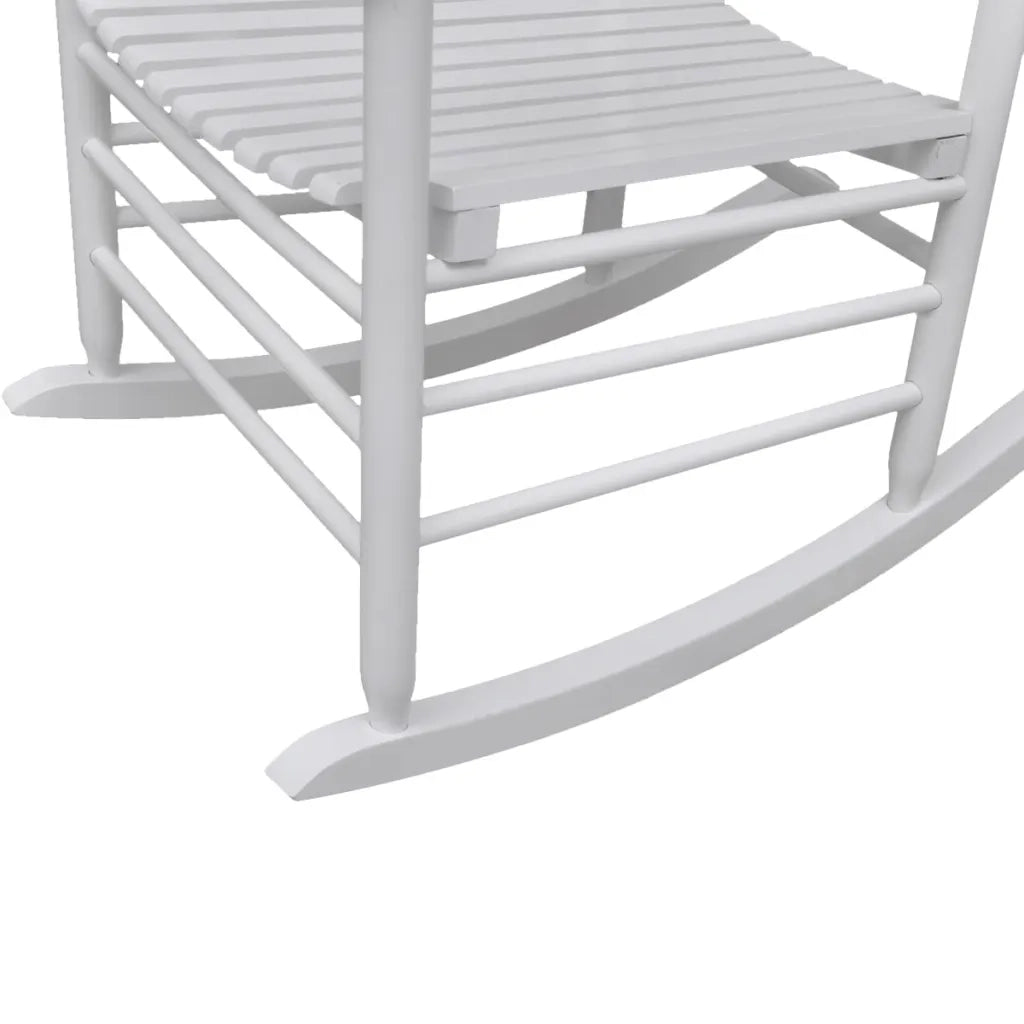 Sedia a Dondolo | Sedia da Giardino | Sedie da Esterno con Sedile Curvo Bianco in Legno