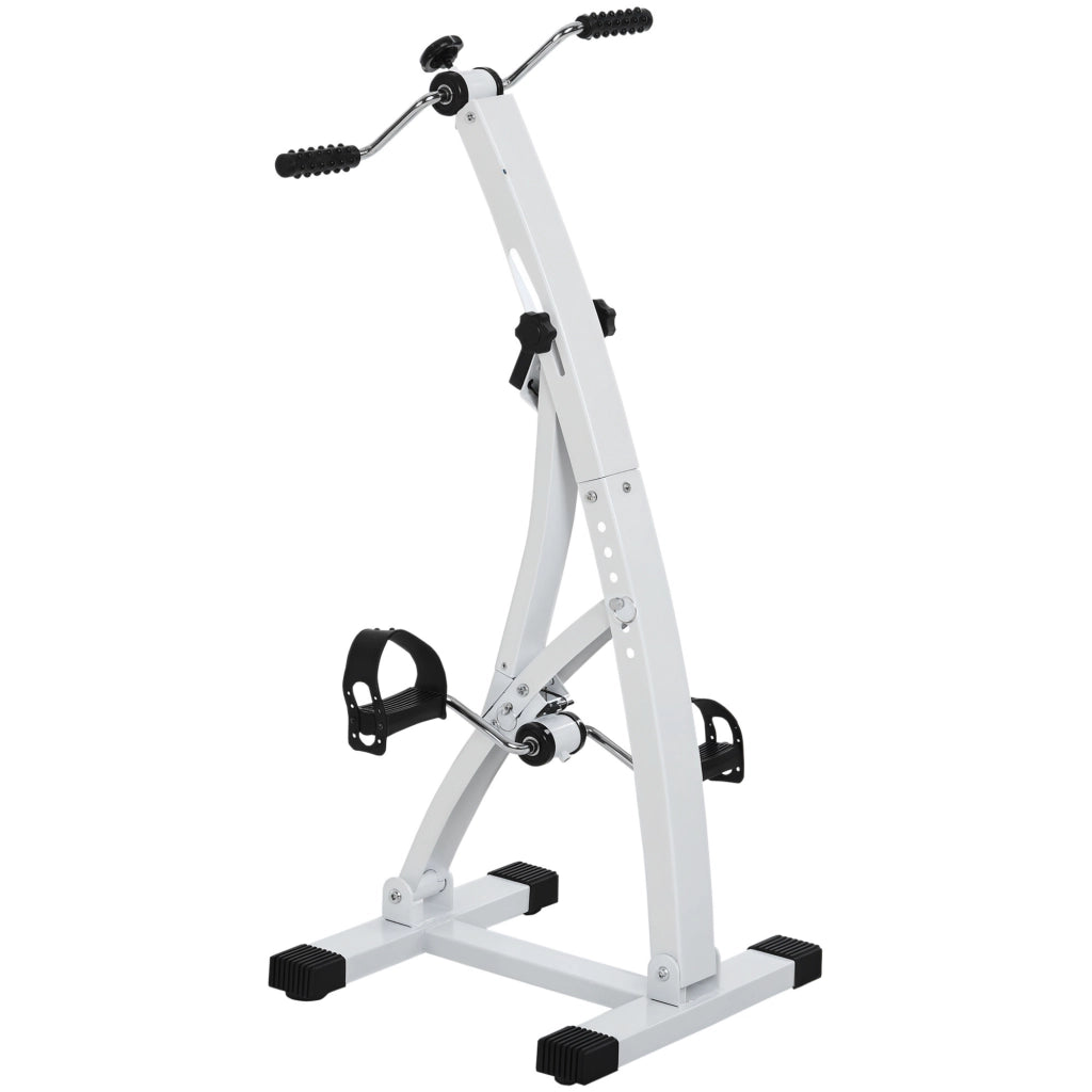 Pedaliera Braccia e Gambe con Display LED, Altezza e Resistenza Regolabile, per Casa, Bianco, 40x42.5x100cm
