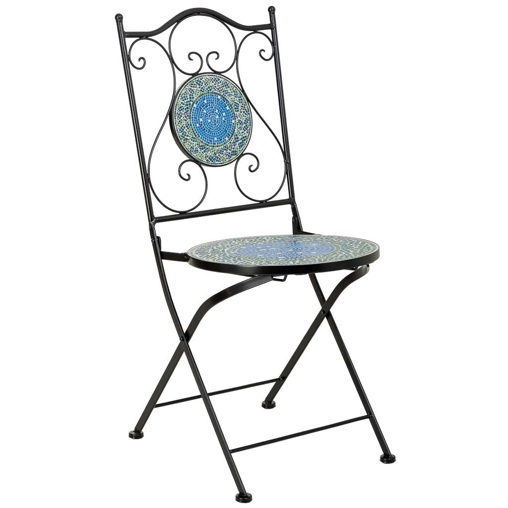 Set tavolo e 2 sedie in metallo, 60x60x75h cm, 38x46x90h cm