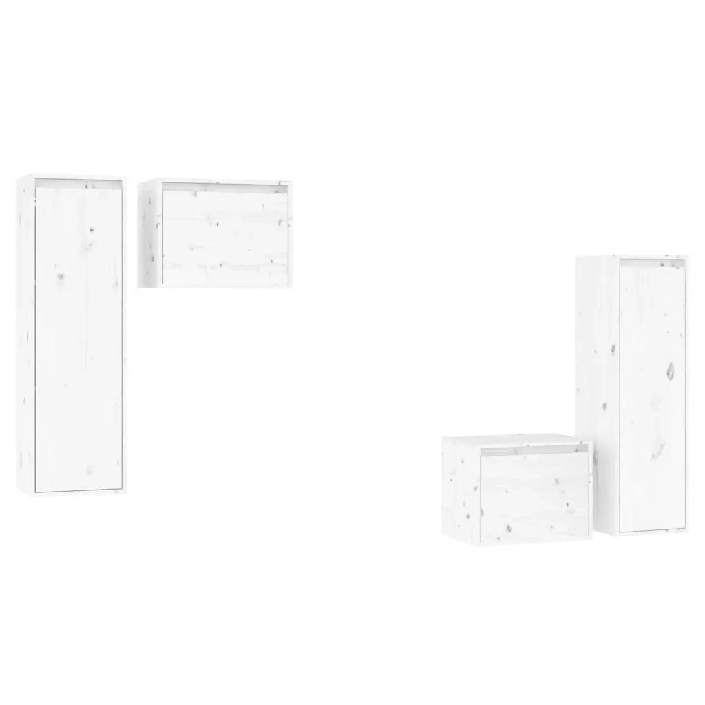 Mobili Porta TV 4 pz Bianchi in Legno Massello di Pino cod mxl 33947