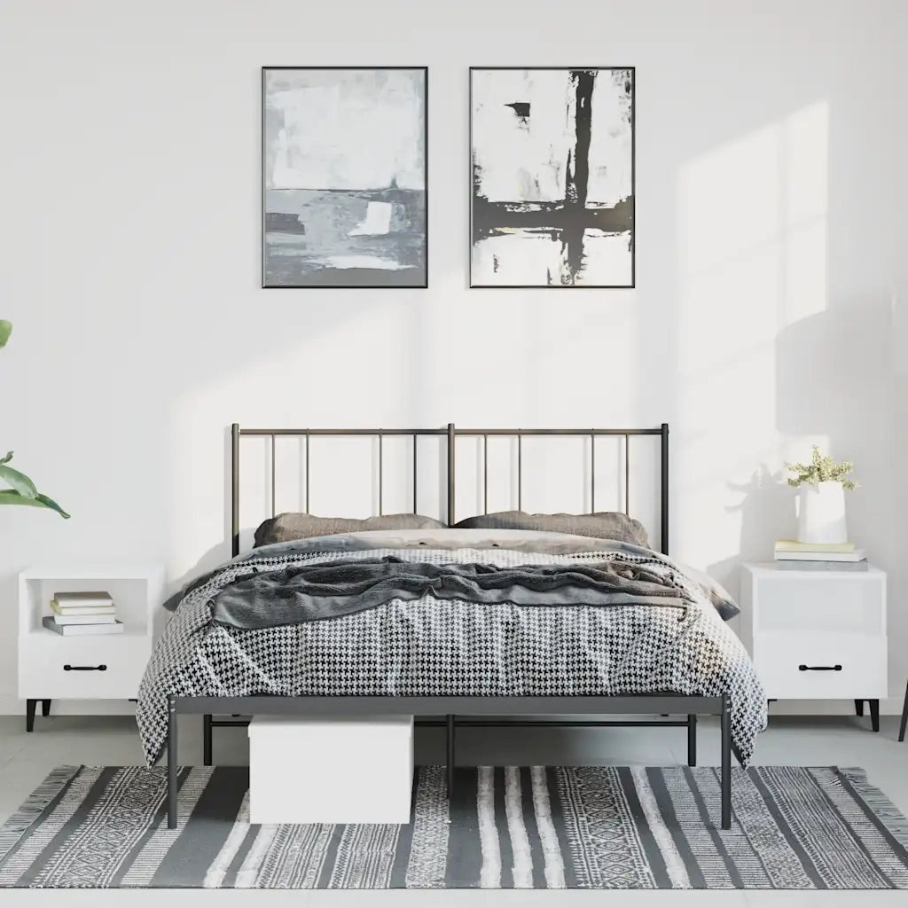 Giroletto con Testiera in Metallo Nero 135x190 cm 352479