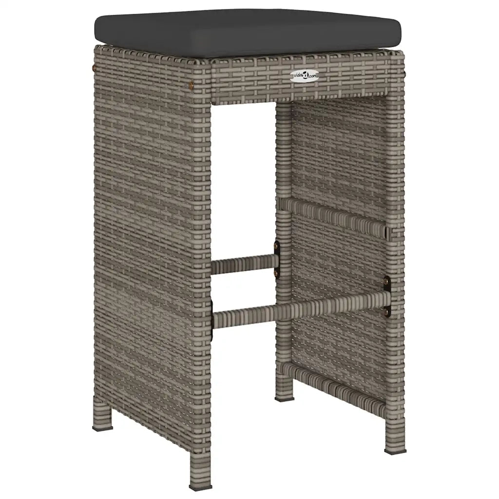Sgabelli da Bar con Cuscini 4 pz Grigi in Polyrattan CFW3862309
