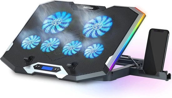 Raffreddatore per laptop con illuminazione RGB e ventilatori silenziosi per laptop da 15,6-17,3 pollici