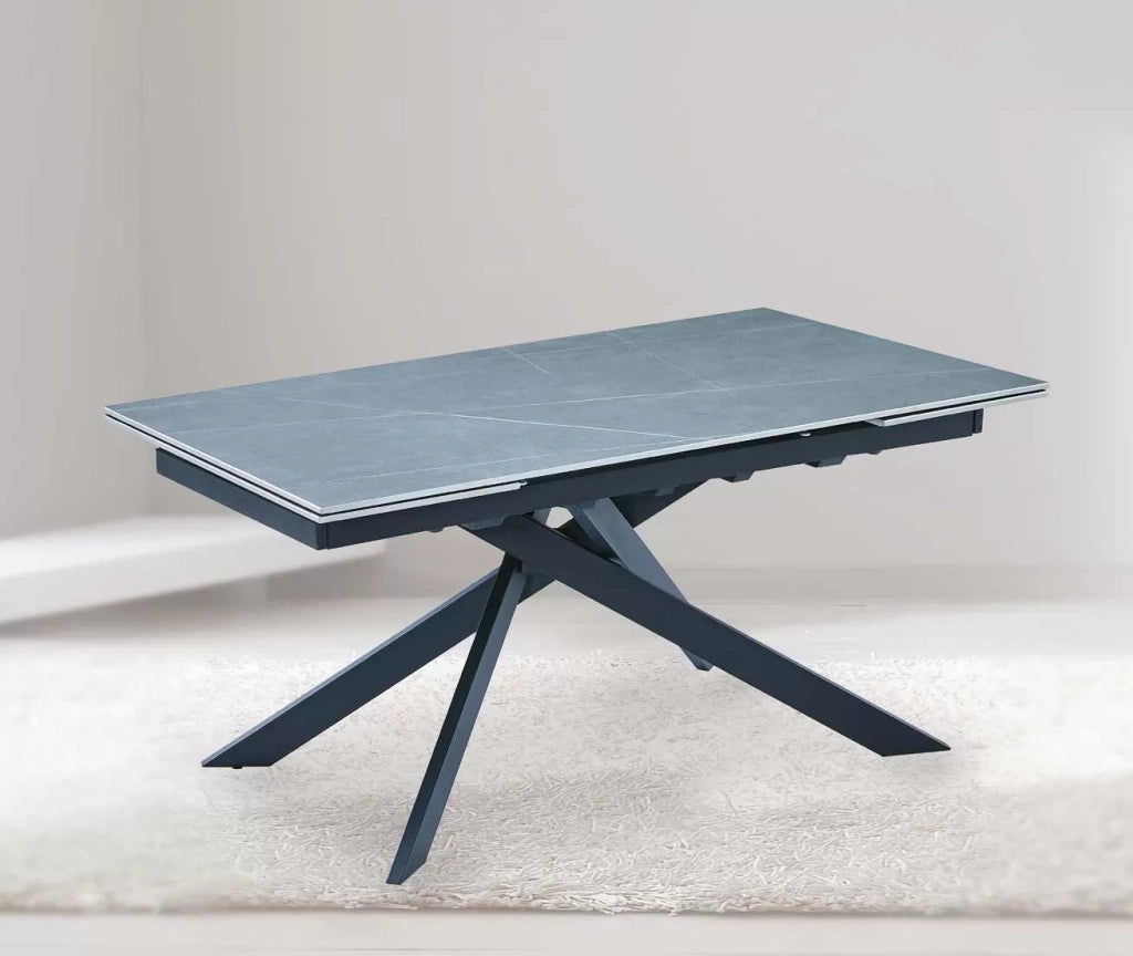 Mobili 2g - tavolo moderno allungabile piano pietra ardesia grigio chiaro 160x90x78 - Mobili 2G