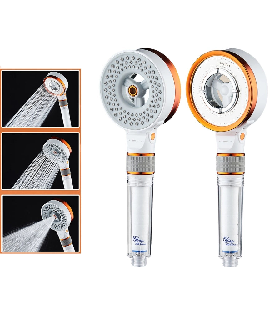 Kit Doccia Soffione Pressurizzato BL-1001S-QIN | Filtro Purificatore | Barra Regolabile con Mensola Integrata | Tubo Encriptato