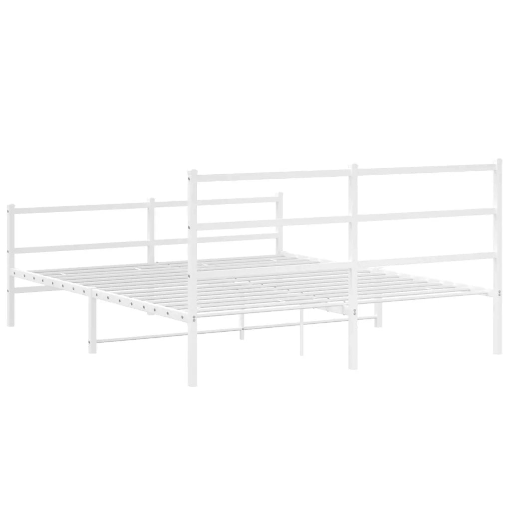 Giroletto con Testiera e Pediera-Struttura Letto Metallo Bianco 150x200 cm 392243