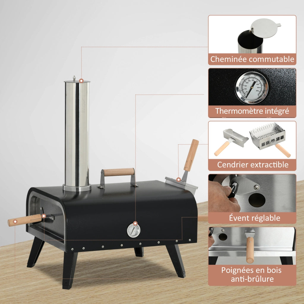 Forno da Pizza Esterno Legno Pieghevole con Pala ¨C zephmum ¨C Pietra 30 cm