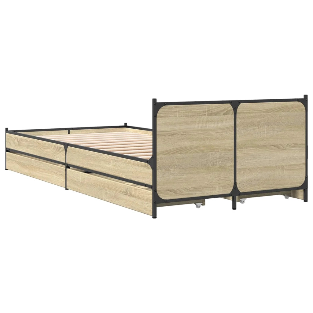 Struttura letto con testata con ruota Rovere Sonoma 80 x 200 cm 3429693