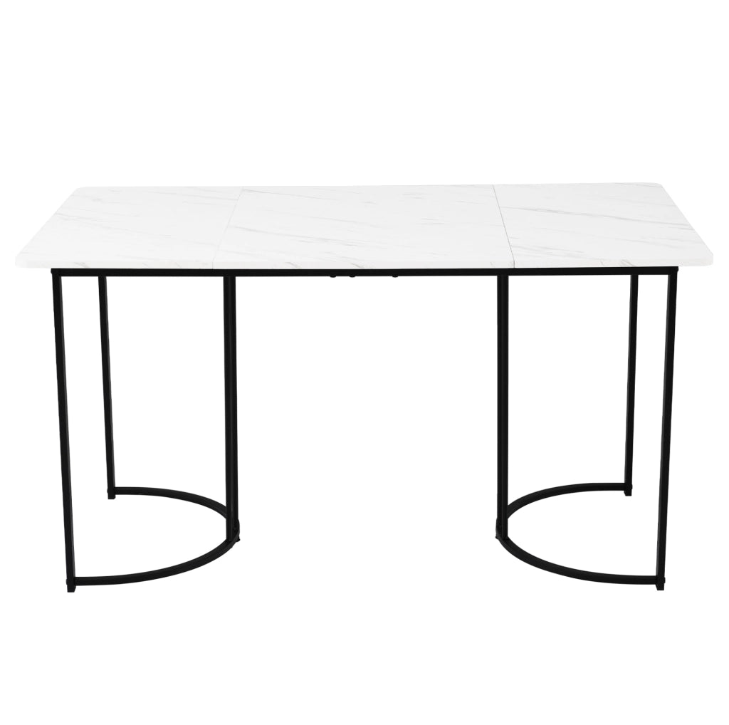 Gruppo tavolo da pranzo 140x80 cm; design moderno; MDF e velluto bianco