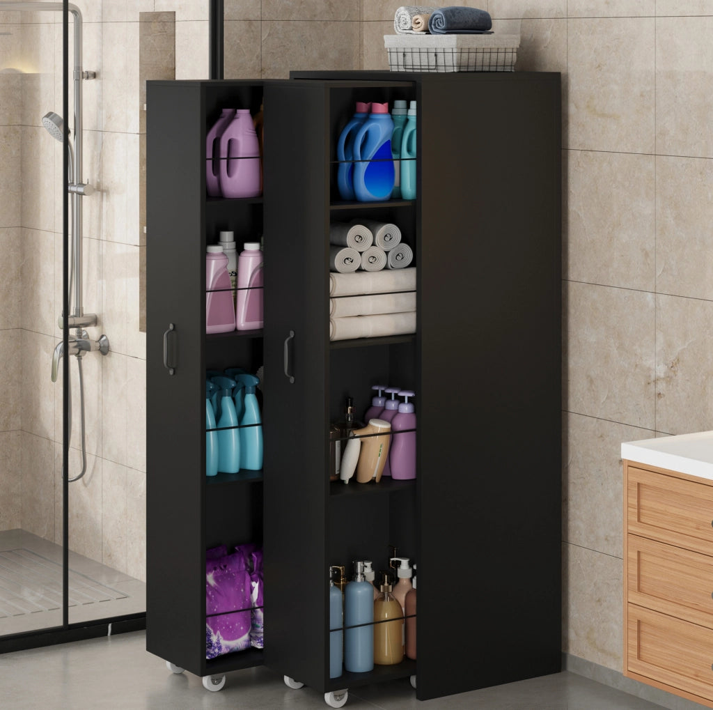 Libreria modulabile estensibile su ruote 51,5 x 41 x 158 cm in MDF nero