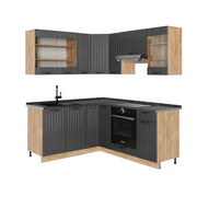 Cucina angolare completa Fame-Line Grigio scuro/Rovere dorato 190 x 60 cm, PL Antracite Vicco