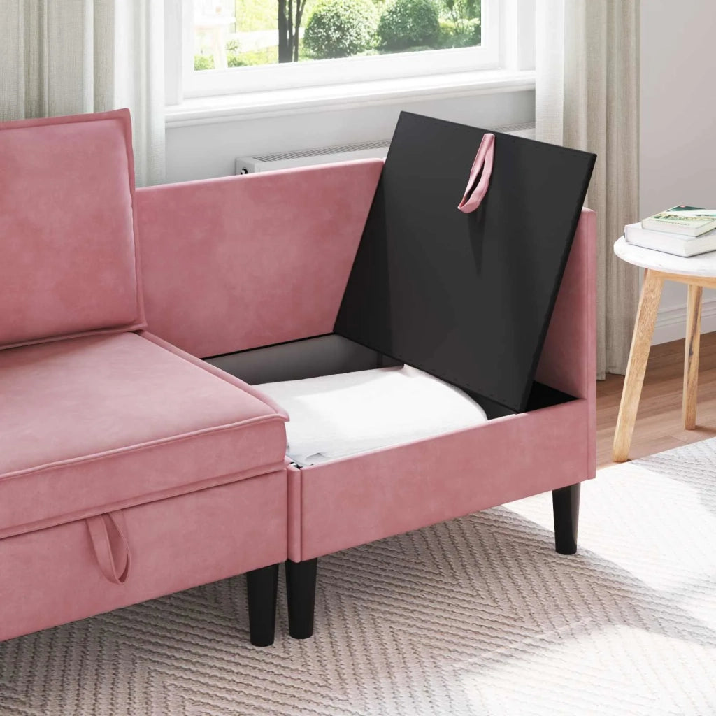Divano con Stoccaggio Rosa Velluto