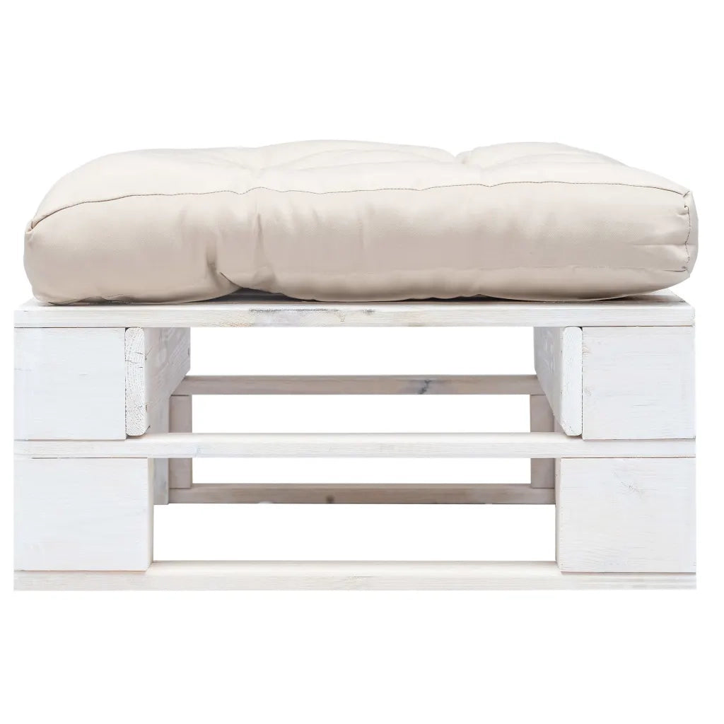 Ottomana Pallet da Giardino con Cuscino Bianco Sabbia in Legno 277374