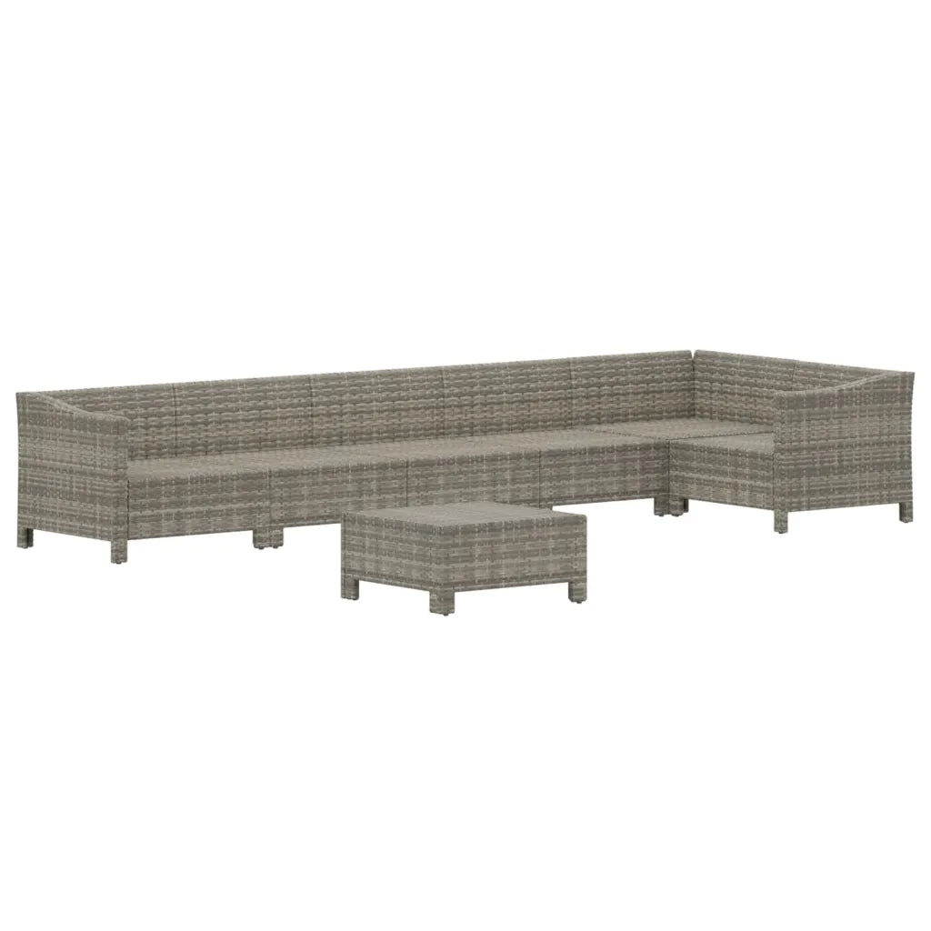Set Divani da Giardino 7 pz con Cuscini in Polyrattan Grigio