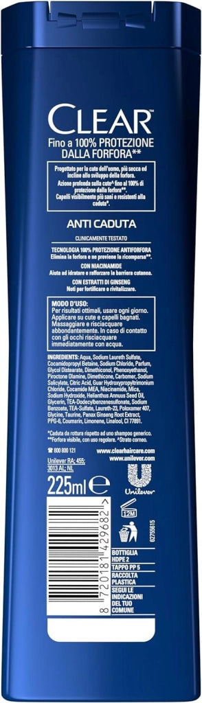 CLEAR SHAMPOO RINFORZANTE ANTIFORFORA CON NIACINAMIDE ED ESTRATTI DI GINSENG 225 ML NEW ANTI CADUTA OKY