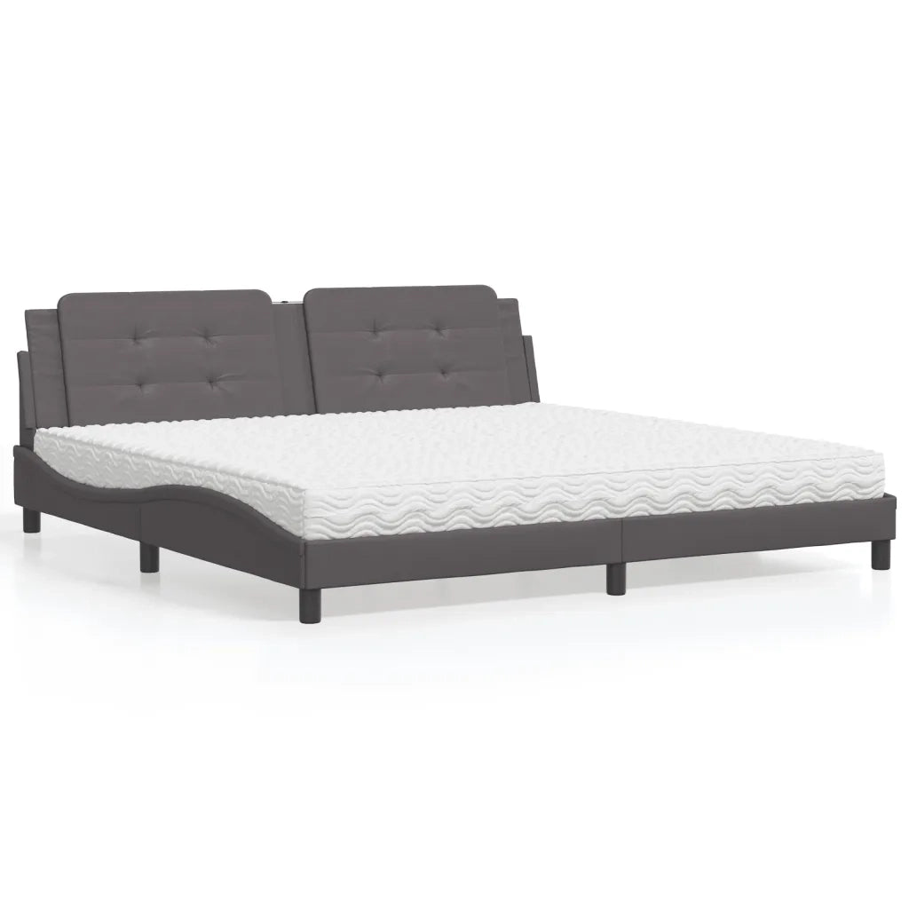 Letto con Materasso Zadar Grigio 200x200 cm in Similpelle 3208890
