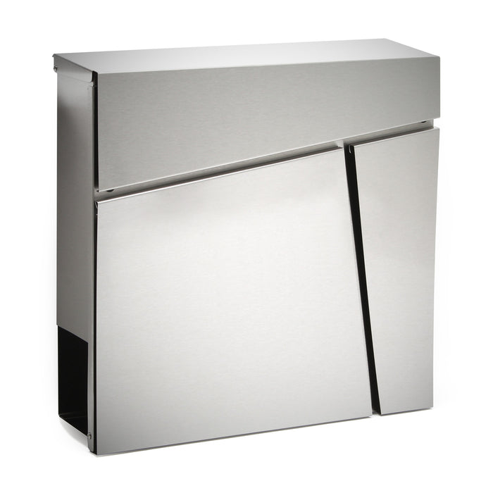 Cassetta postale con vano portagiornale V23 acciaio inox 370 x 102 x 370 mm