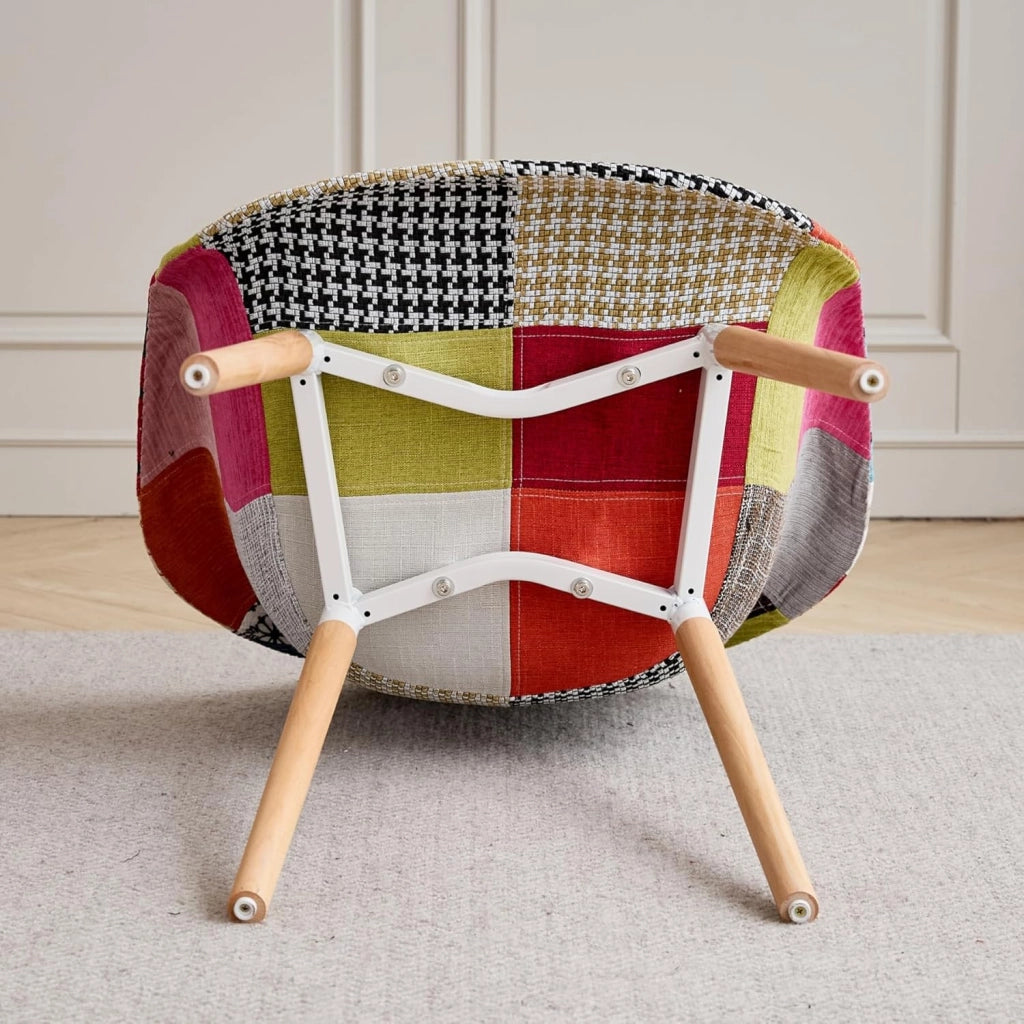 GrandCA HOME Set di 2 Poltrone Patchwork, Sedia da Pranzo in Stile Nordico Sedia Da Cucina Per Sala da Pranzo, Soggiorno, Camera da Letto (Rosso A5-2)