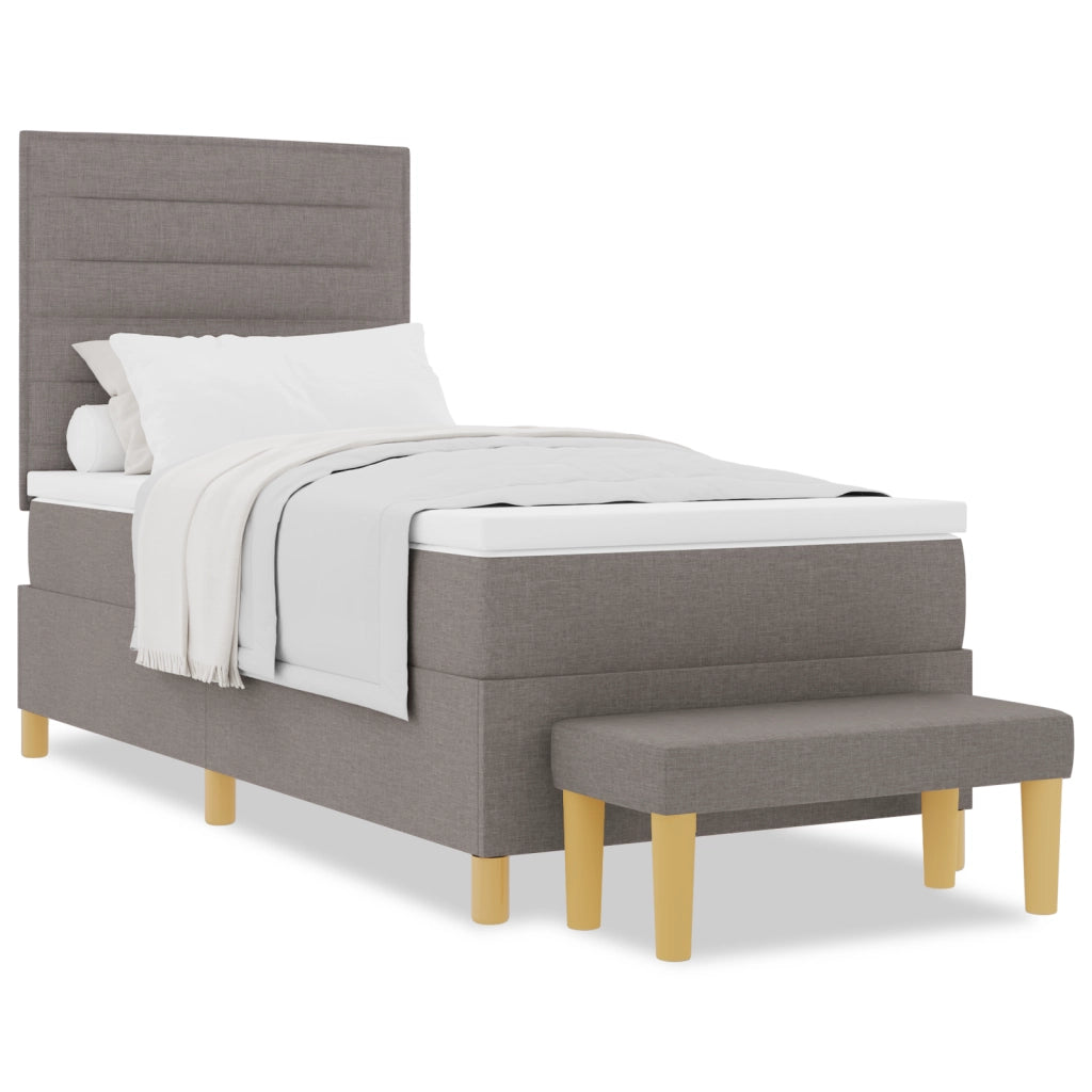Letto con box spring e panca tortora 90x190 cm in tessuto