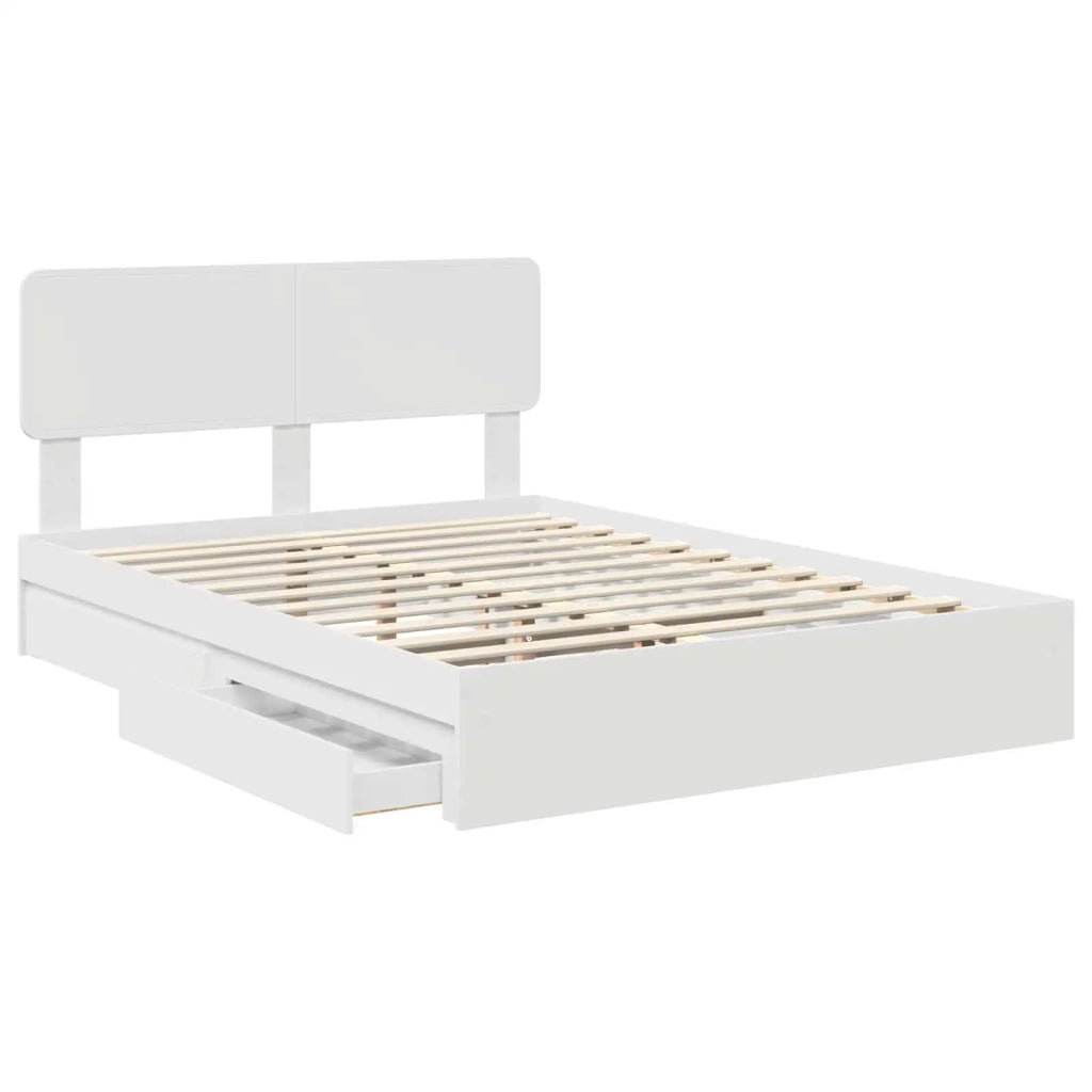 Letto con Contenitore Bianco 160 x 200 cm Legno multistrato