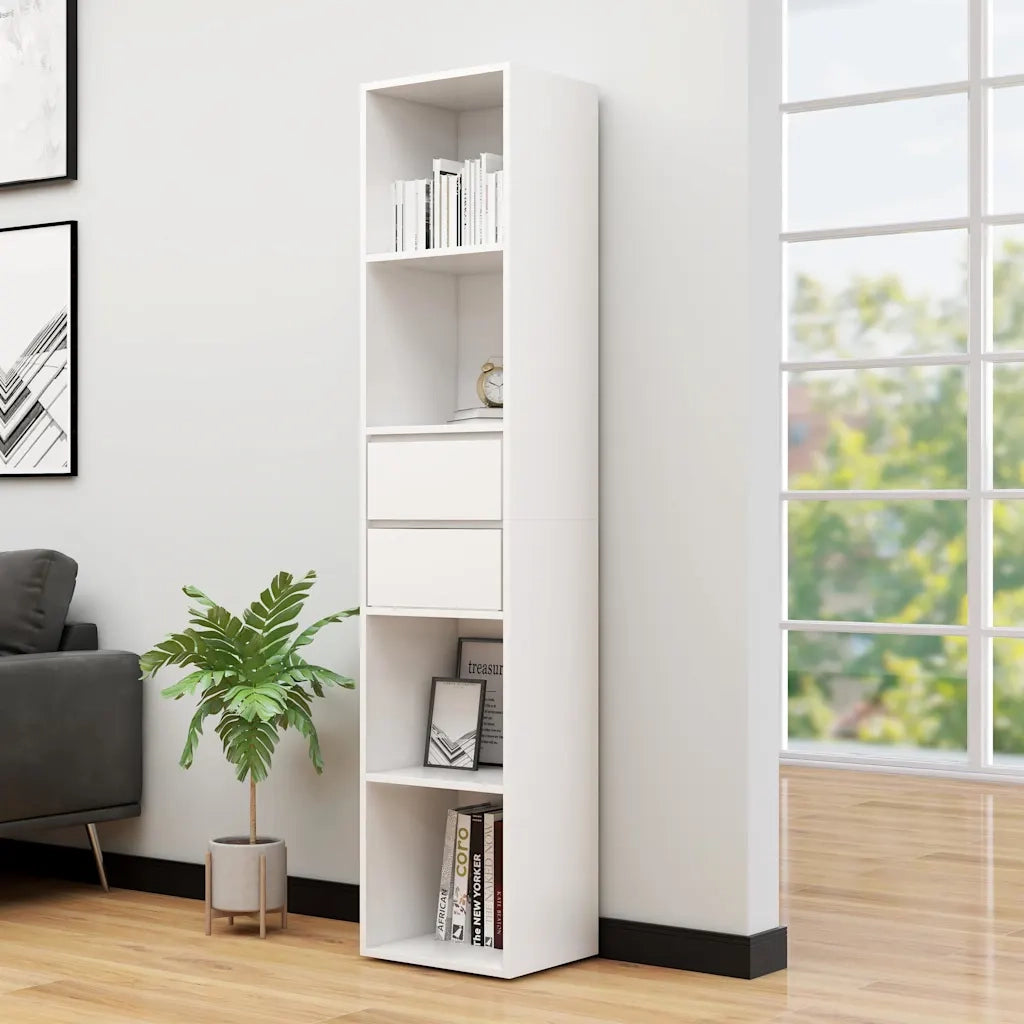 Libreria-Scaffale per Libri-Mobile di Stoccaggio Bianca 36x30x171 cm in Legno Multistrato