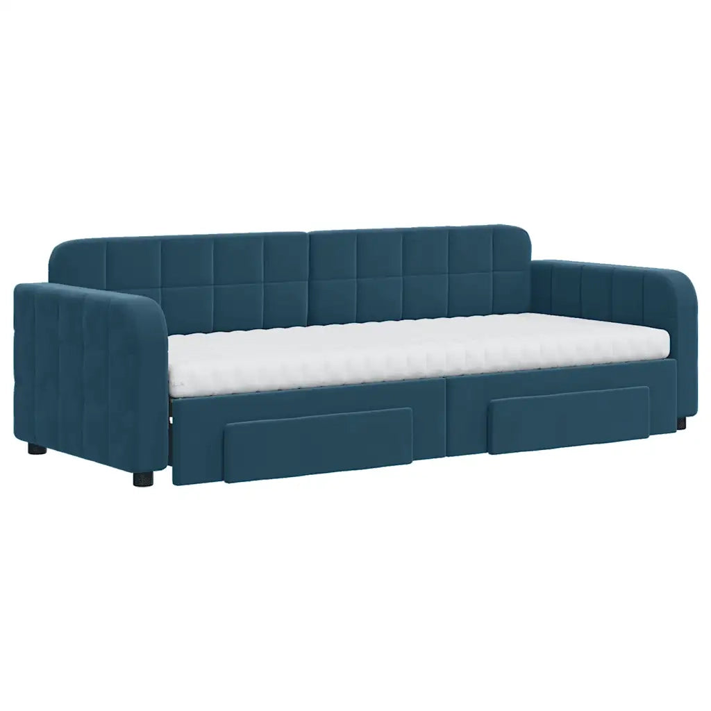 Divano Letto Estraibile con Cassetti Blu 80x200 cm in Velluto 3196993