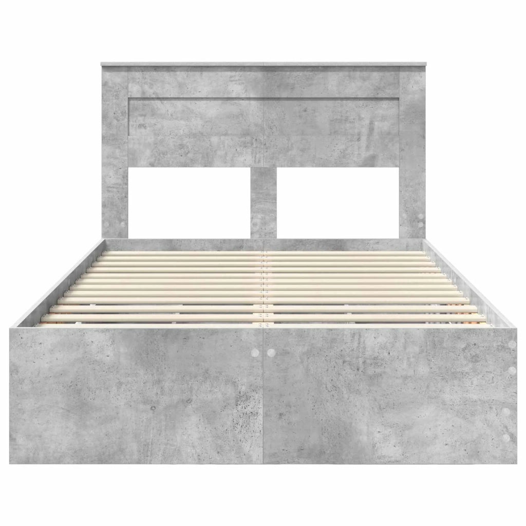 Struttura del letto con cassetto-Giroletto con contenitore-Rete del Letto Grigio cemento 135 x 190 cm 746246