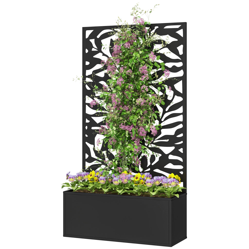Fioriera Rettangolare con Griglia ¨C zephmum ¨C Nero 61x23x113 cm