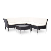 Mobili da giardino mobili da esterno Set di mobili da 6 pezzi con cuscini in resina intrecciata nera 02_0016924