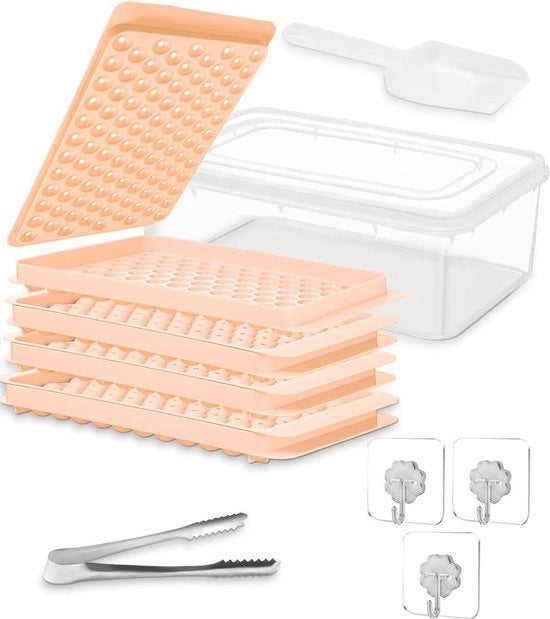 Scatole per cubetti di ghiaccio mini circolari aggiornate - 104 x 4 pezzi con contenitore per congelatore per raffreddamento di succhi, bevande, caffè e cocktail
