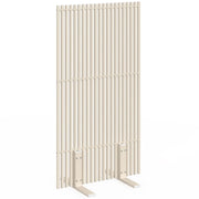 IDMarket - Schermo perforato per esterni decorativo claustra 80 x 150 cm beige lamelle verticali in metallo