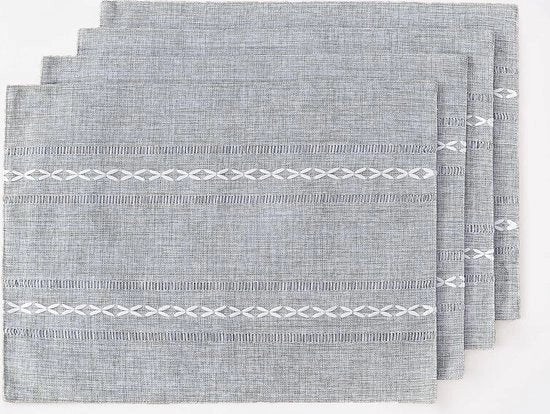 Pavimenti per tavolo 35 x 48 cm - Set da 4 - Lavabili in lavatrice - Grigio - Tessuto - Cotone-lino - Decorazione da tavola - Cucina - Salotto