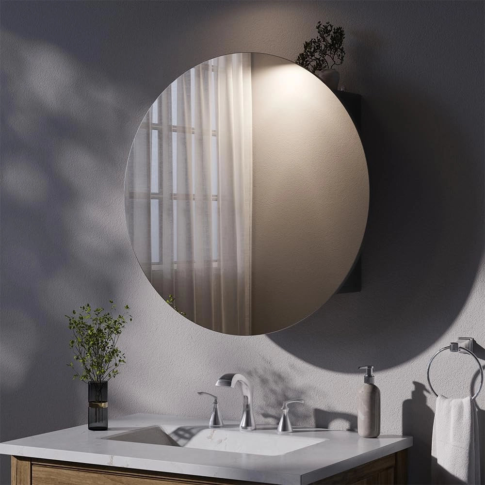 Specchio contenitore bagno Loki, Antracite, 70 x 70 cm con 2 scomparti