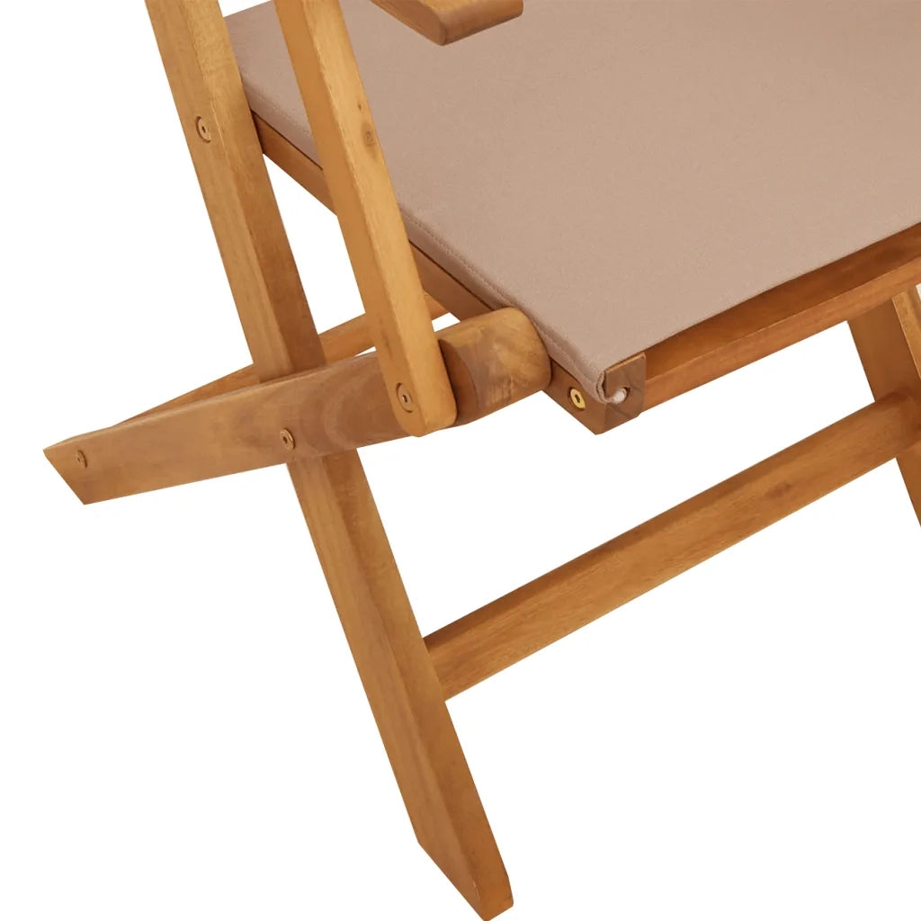 Set da Pranzo da Giardino 7 pz Tortora Tessuto e Legno Massello