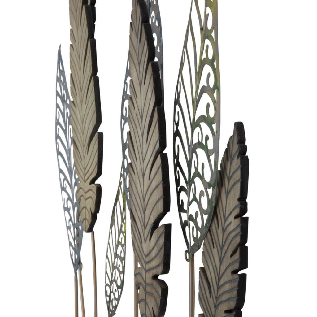 Decorazione in Metallo 3D Foglia 51, Oro, Metallo, 75x2,5x87 cm