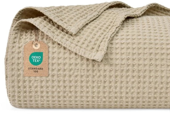 Wafeldeken in cotone 100% 150x200cm, leggero e respirante, ideale per l'estate - certificato Oeko-TEX - qualità da hotel - adatto per divano, letto, giaciglio