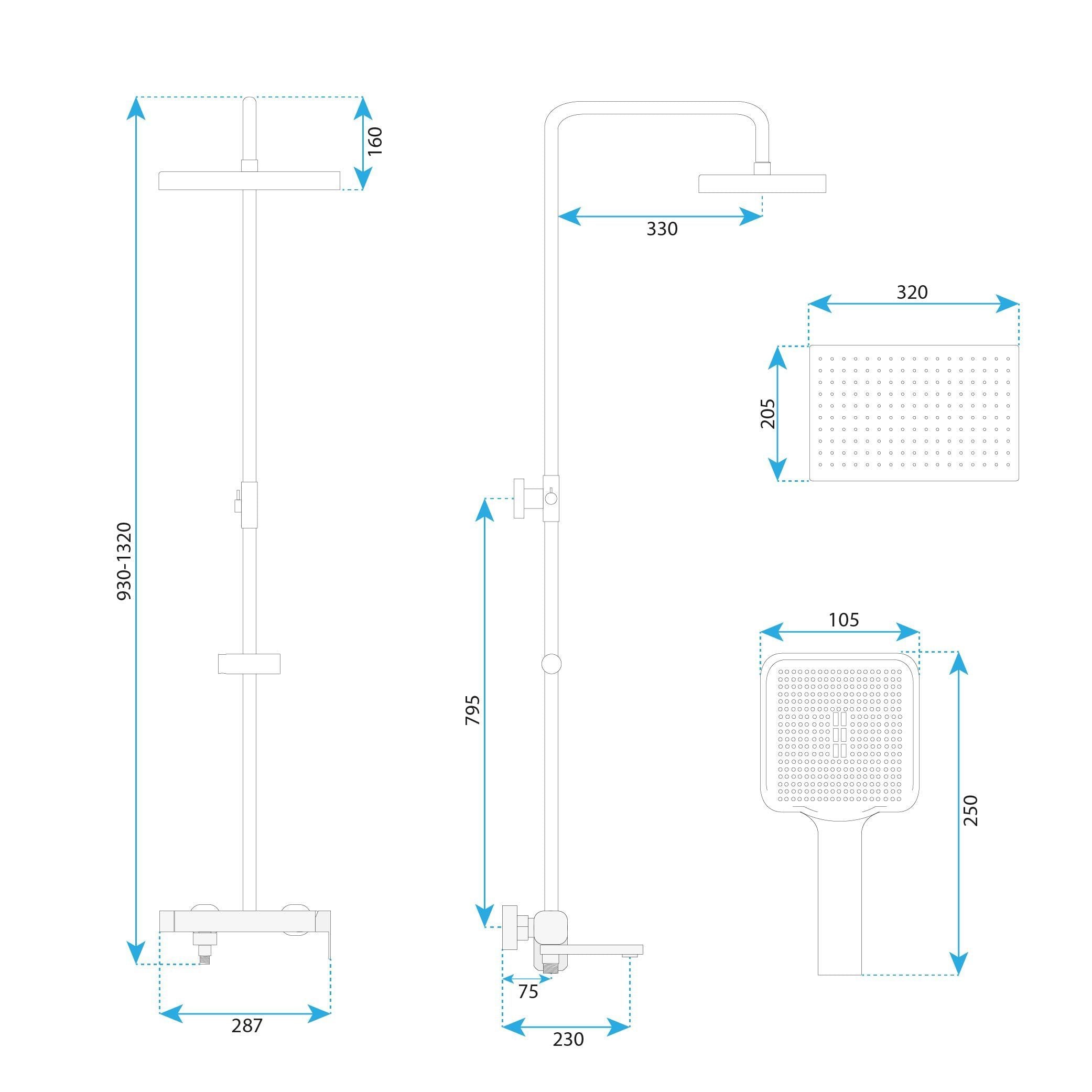 Set Doccia Rea Arlo Brush Gold