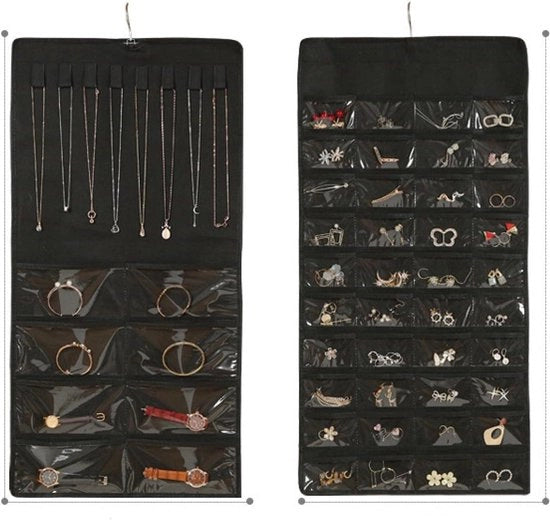 Kappa Tavolo con Armadio e Cassetti per Gioielli - Organizzatore per Gioielli Sospeso con Cassetti e Grucce - Nero
