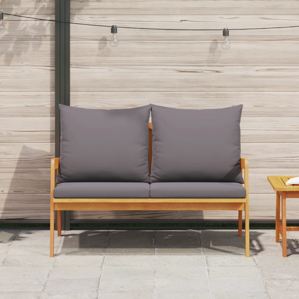Panchina da giardino con cuscini 115x65x71 cm in legno massello di acacia