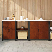 vidaXL Set di Stoccaggio per Cucina 3 pcs Ruggine 210 x 50 x 92 cm