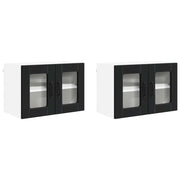 Set di 2 pensili da cucina moderni con 4 ripiani 60 x 31 x 40 cm in legno composito nero 02_0054312