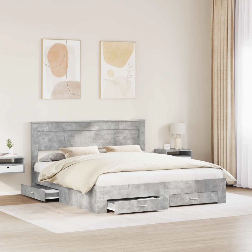 Struttura del letto con testiera Grigio cemento 200 x 200 cm 3409955