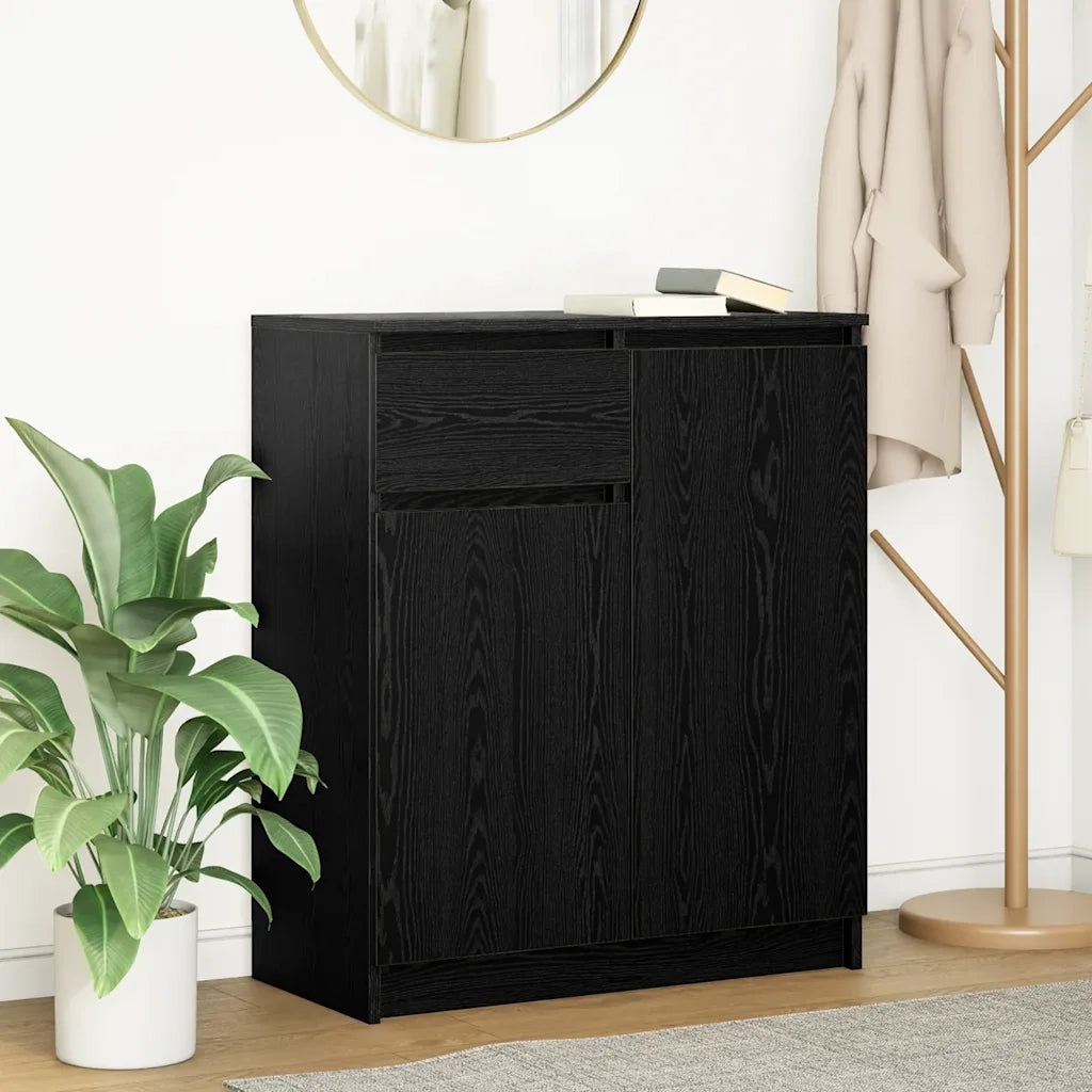 Credenza con Cassetto Rovere Nero 71x35x84 cm Legno Multistrato 861590