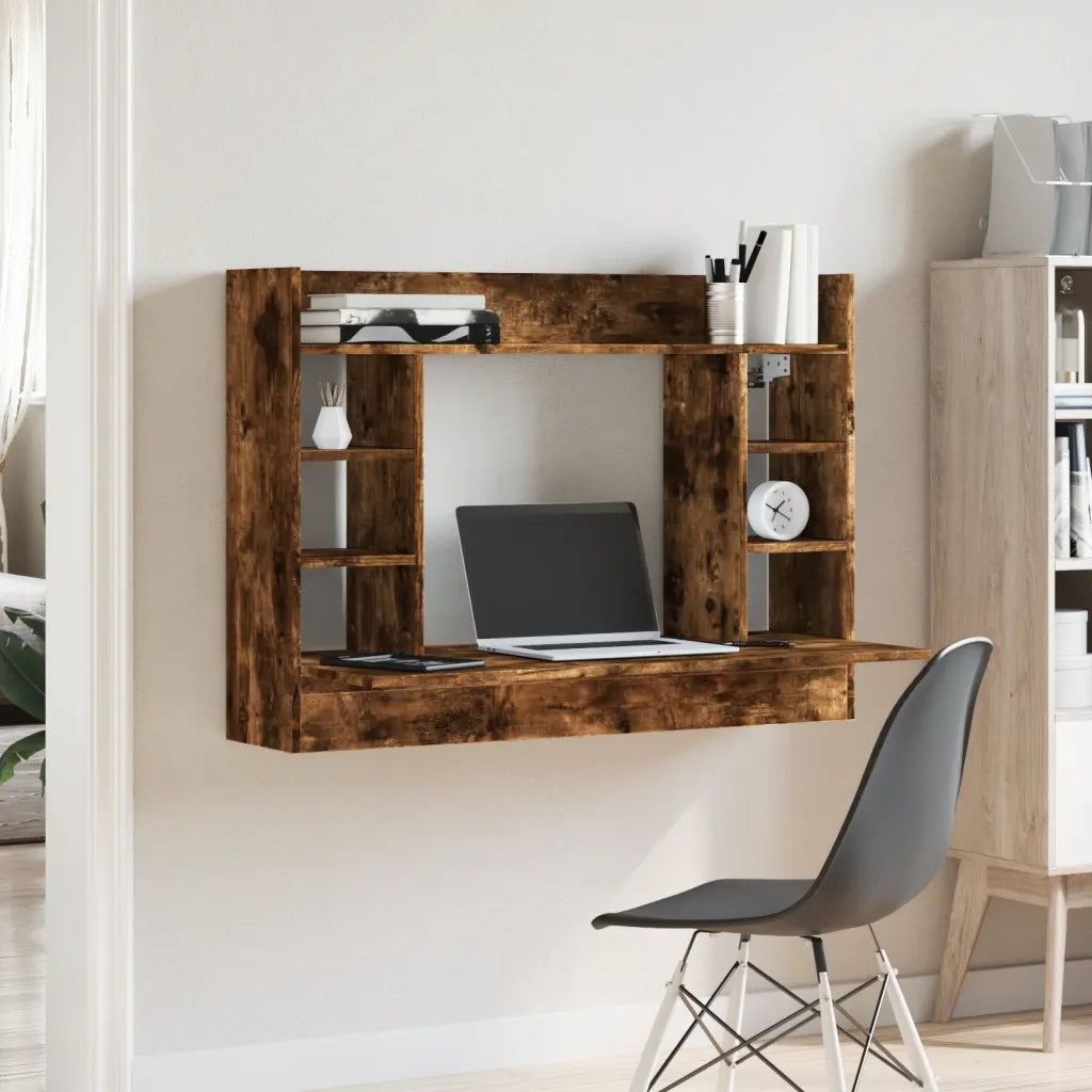 Scrivania a Parete Rovere Fumo 105x48x75cm Legno Multistrato 847972